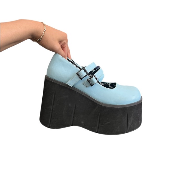 Demonia Kera MaryJane Blue Platform Heels - Picture 5 of 15
